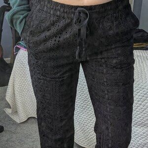 J. Crew eyelet overlapy drawstring pants in Black